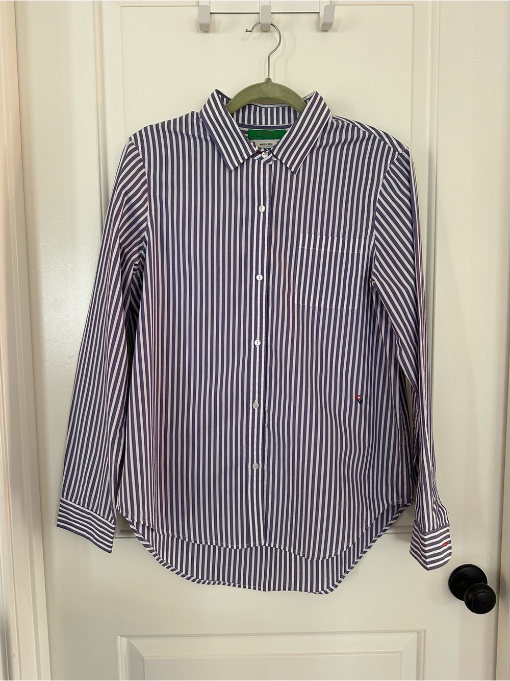 Clare V. Button-Down Striped Shirt, Size L